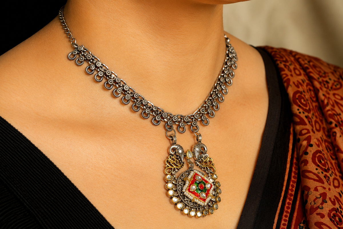 Aira Dual Tone Choker Necklace