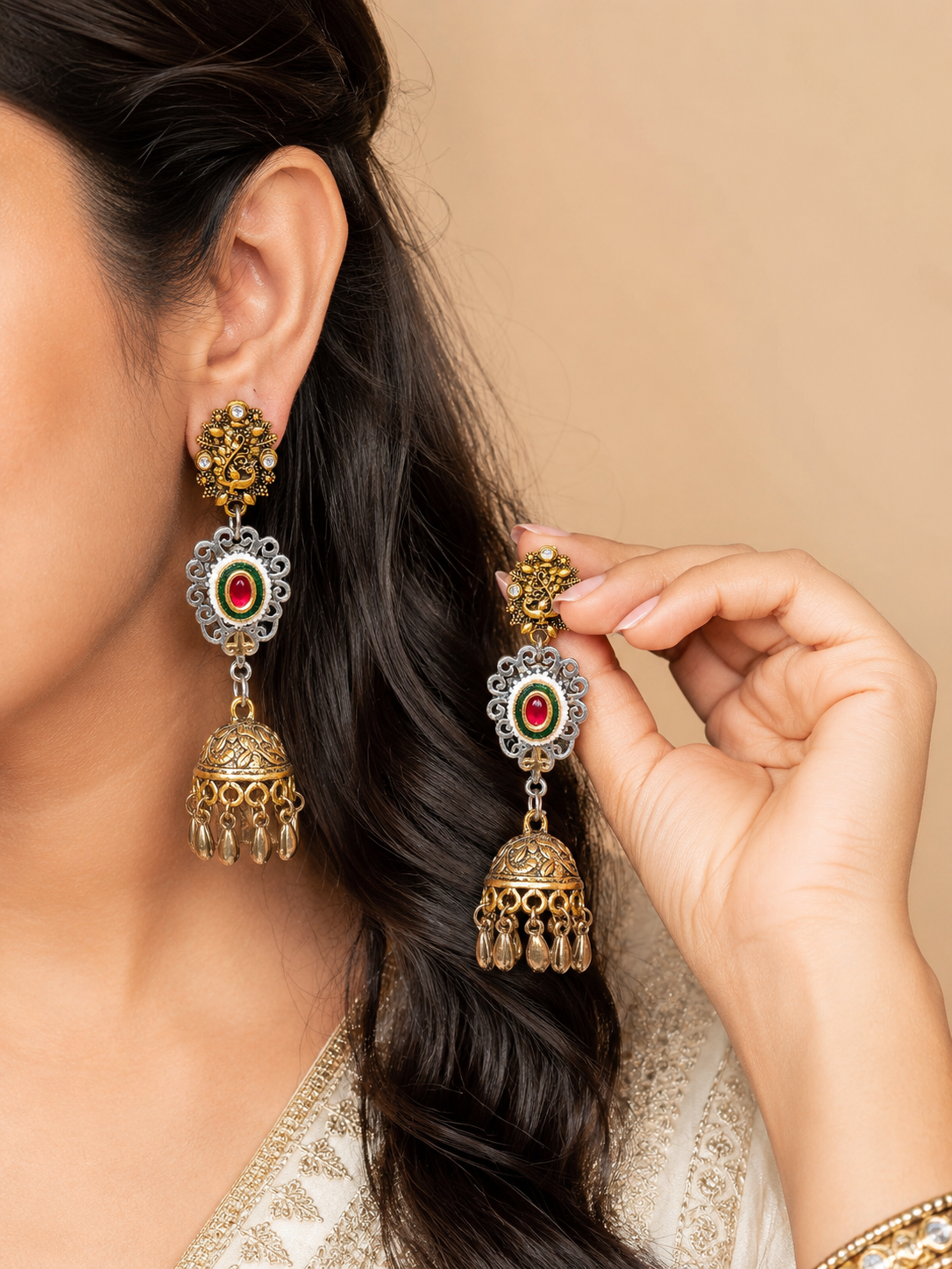 Dual tone Crimson Earrings