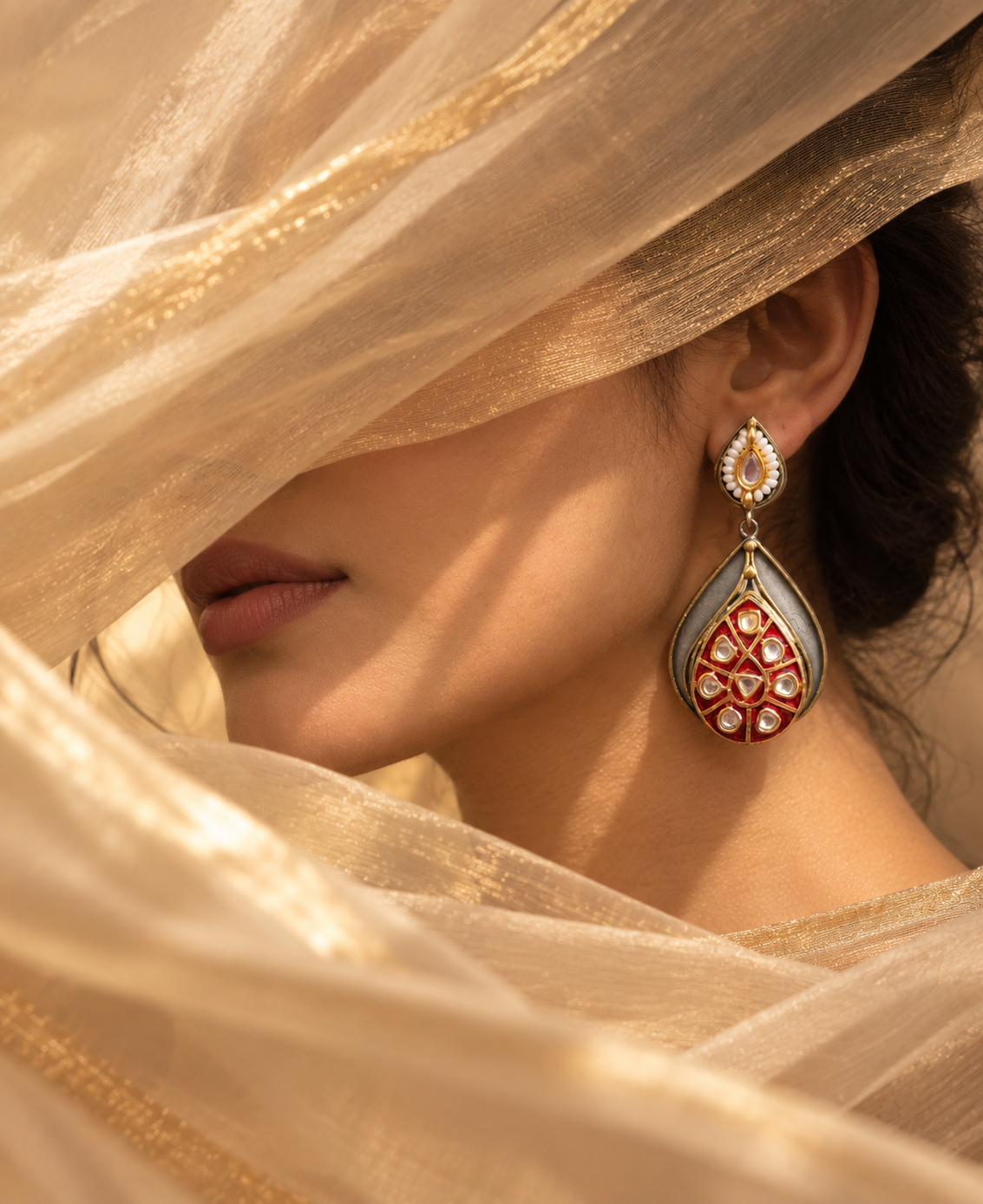 Rajsi Kundan Drop Earrings