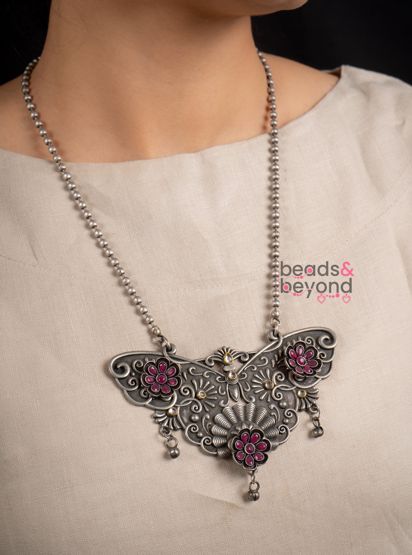 Floral Butterfly Necklace