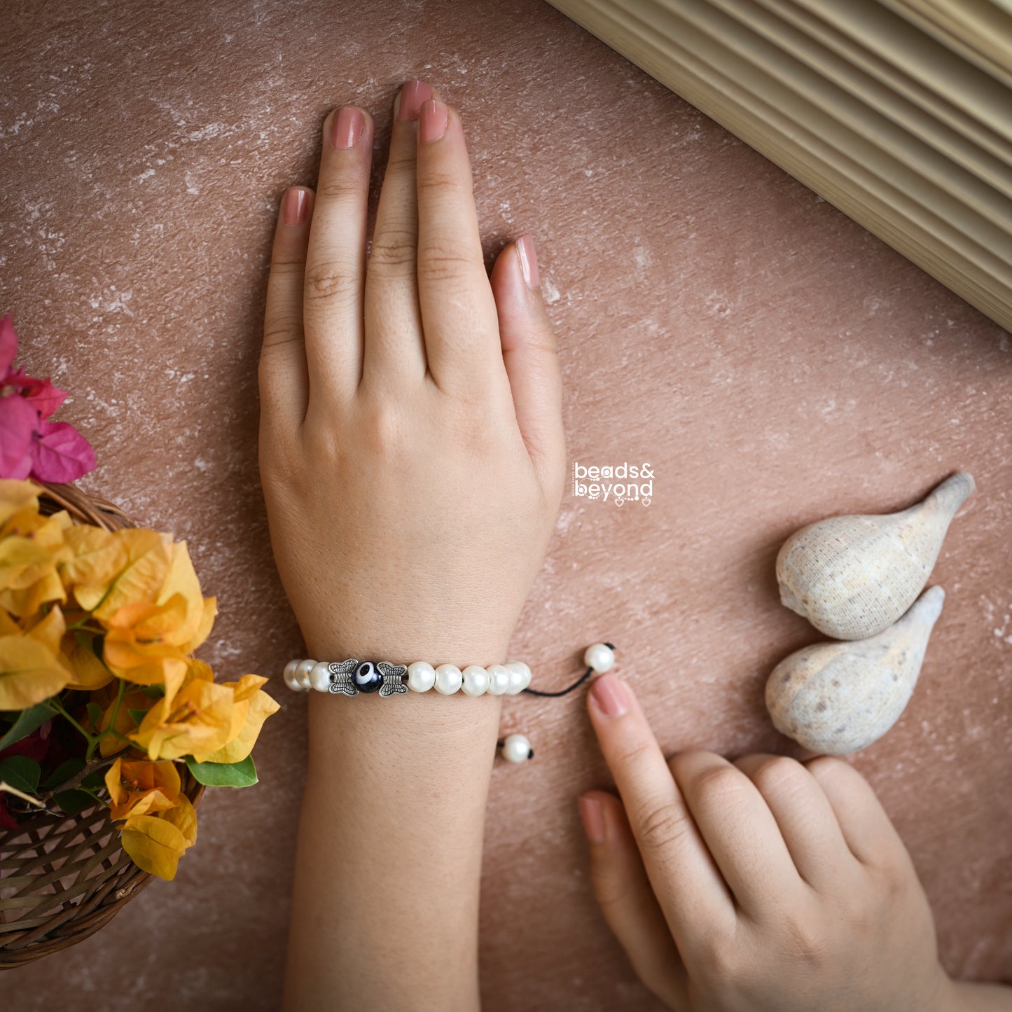 Butterfly pearl Evil Eye Bracelet