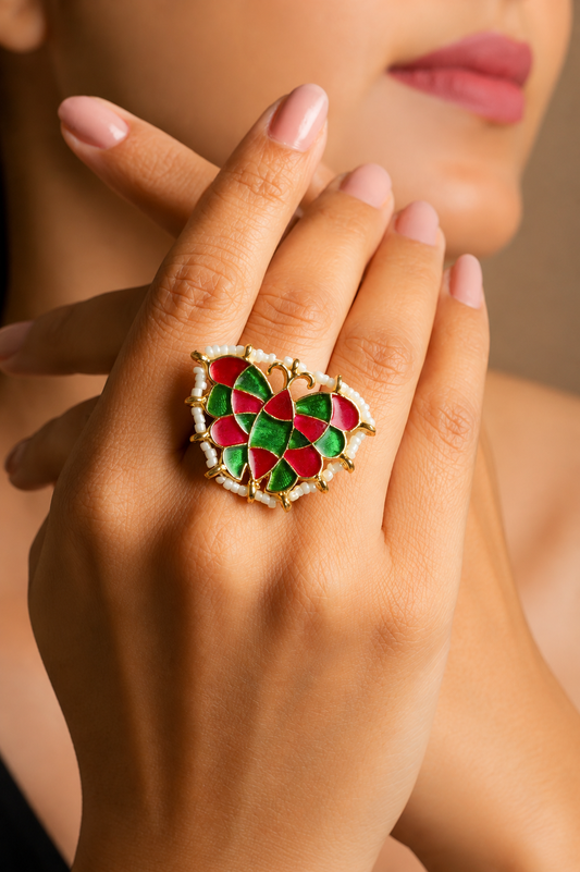 Butterfly Kundan Ring