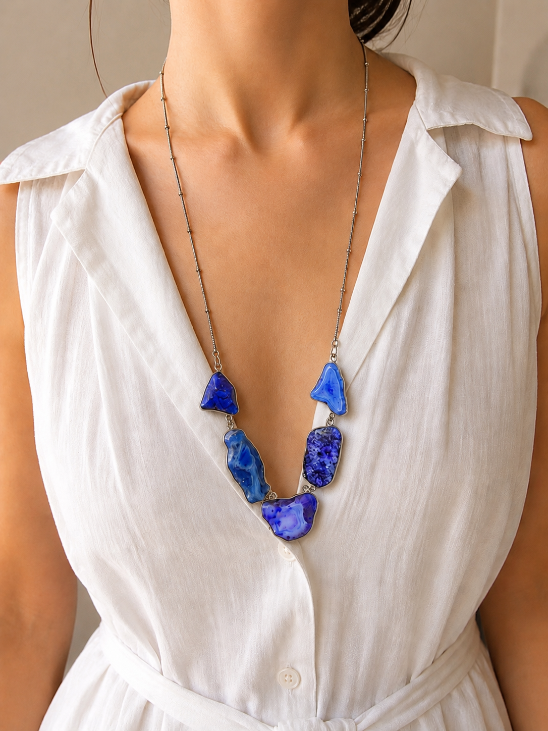 Agate Stone Pendant Necklace - 2 Colors