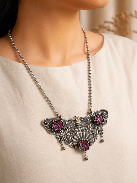 Floral Butterfly Necklace