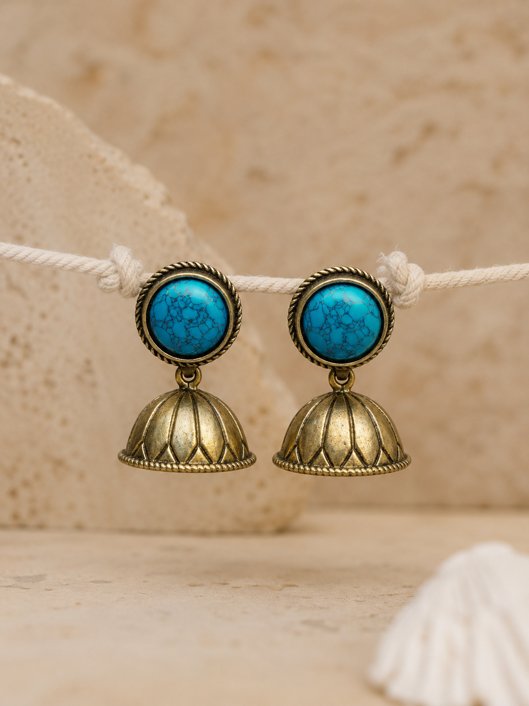 Turquoise Jhumki Earrings
