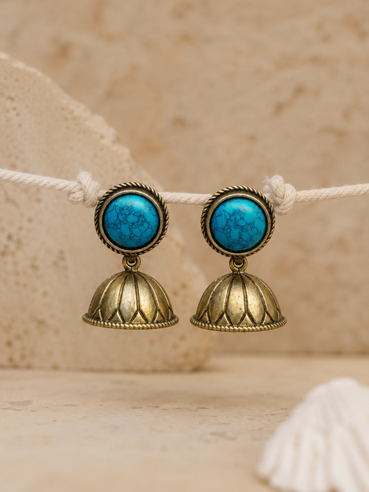 Turquoise Jhumki Earrings