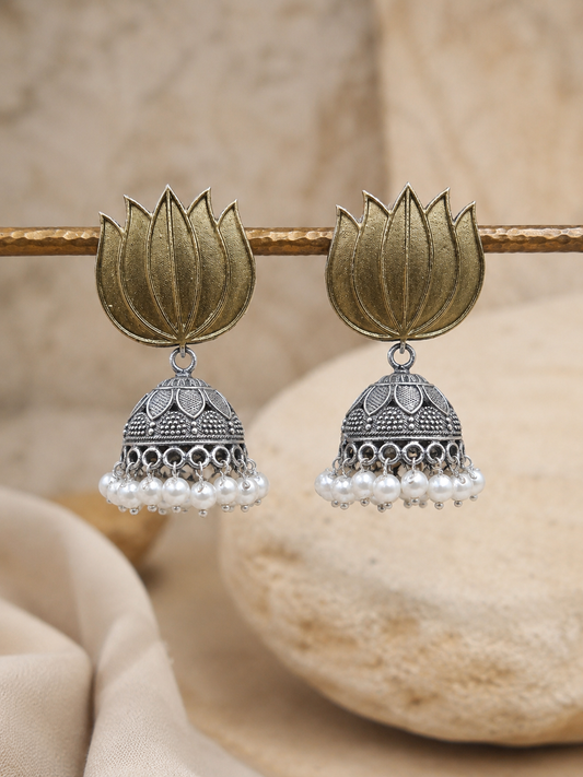 Lotus Jhumka Earrings