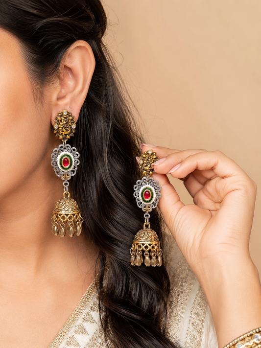 Dual tone Crimson Earrings