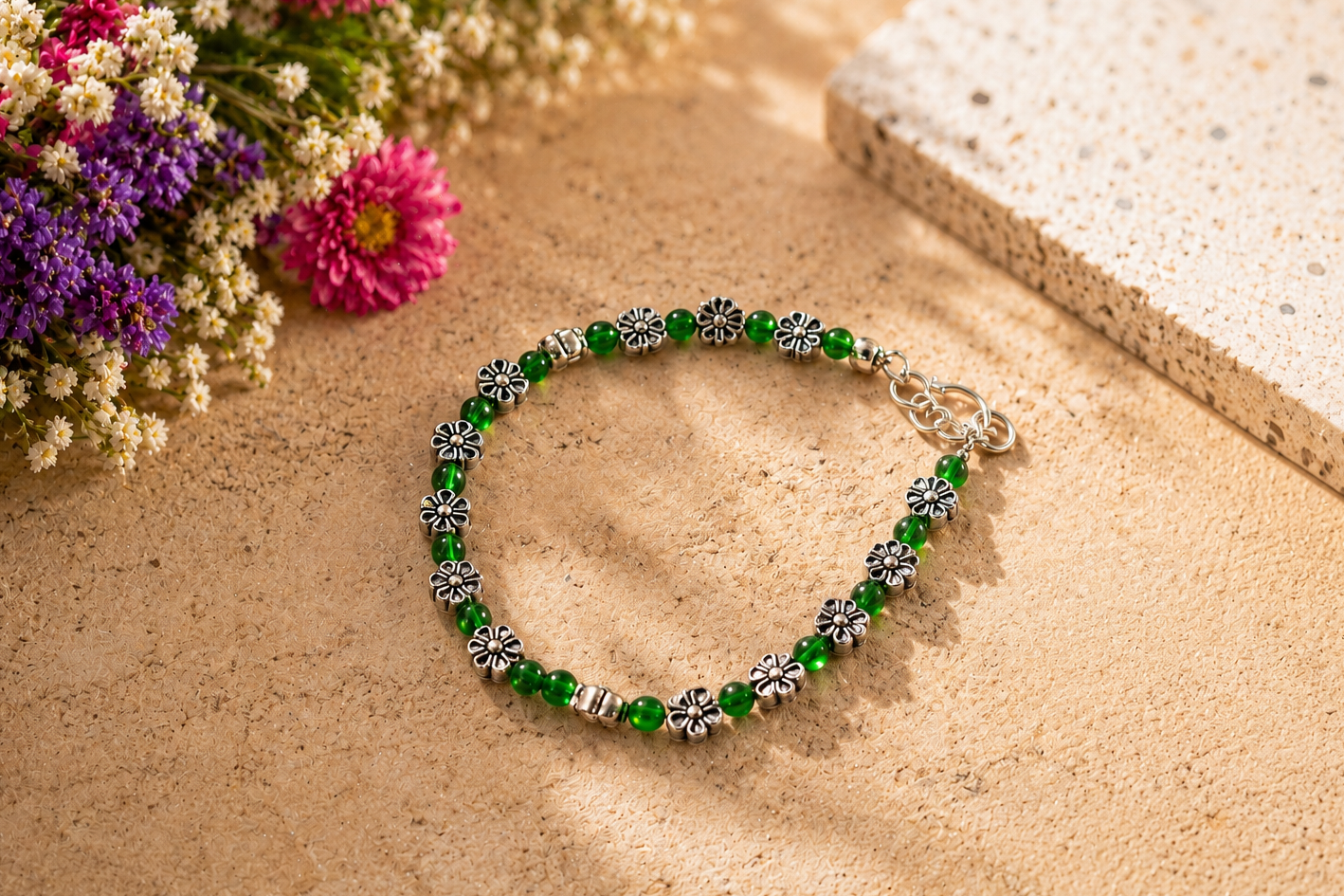 Green Floral Bracelet