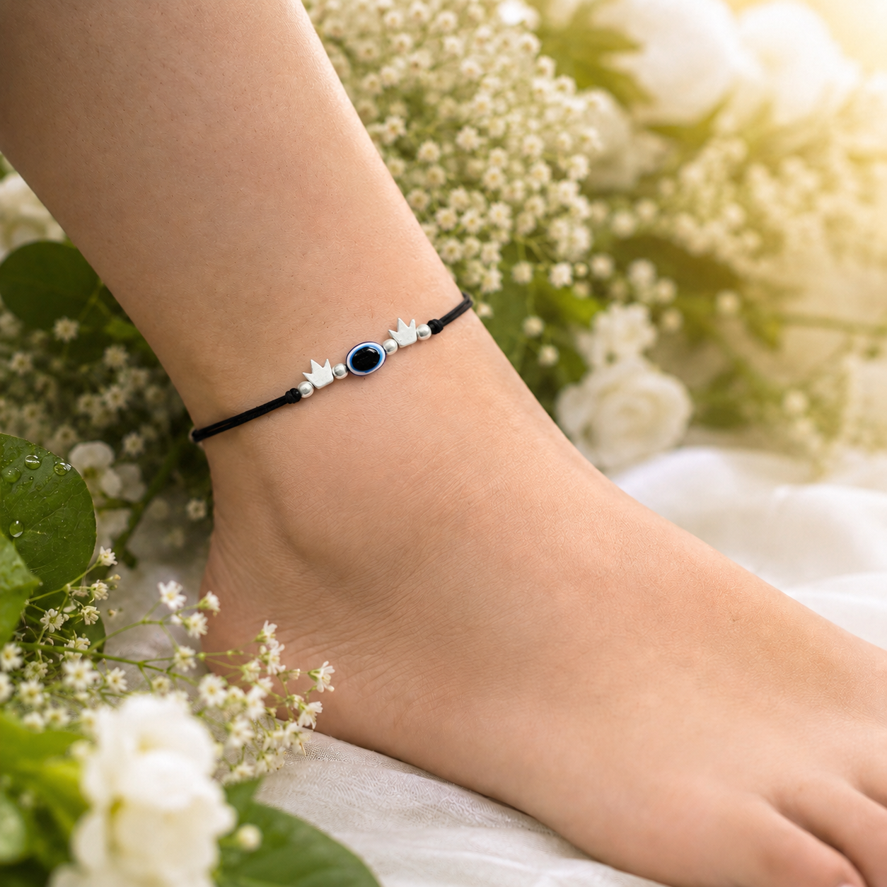 Crown Evil Eye Nazarbattu Anklet