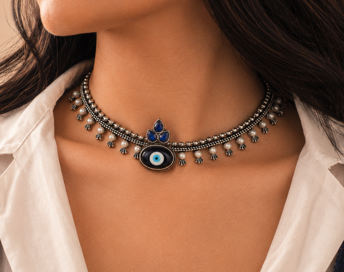 Evil Eye Pearl Necklace