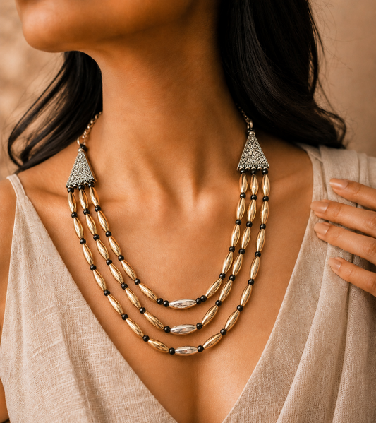 Dual Tone Layered Necklace
