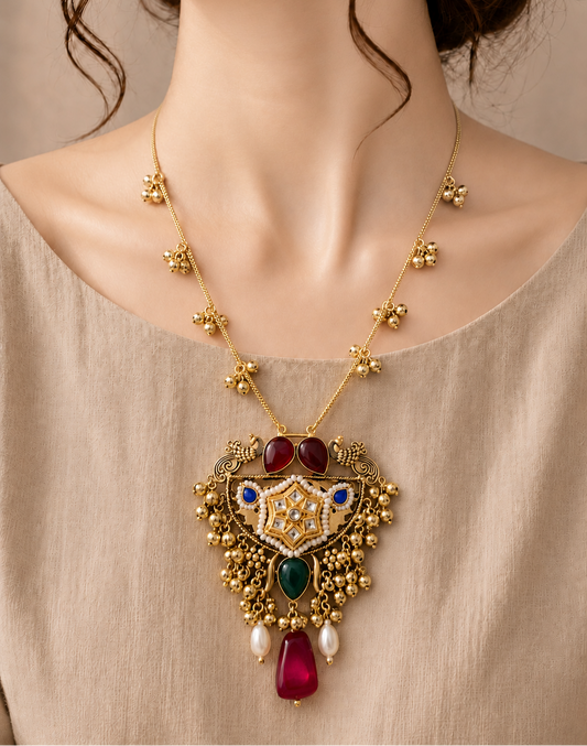 Kundan Aari Necklace with earrings
