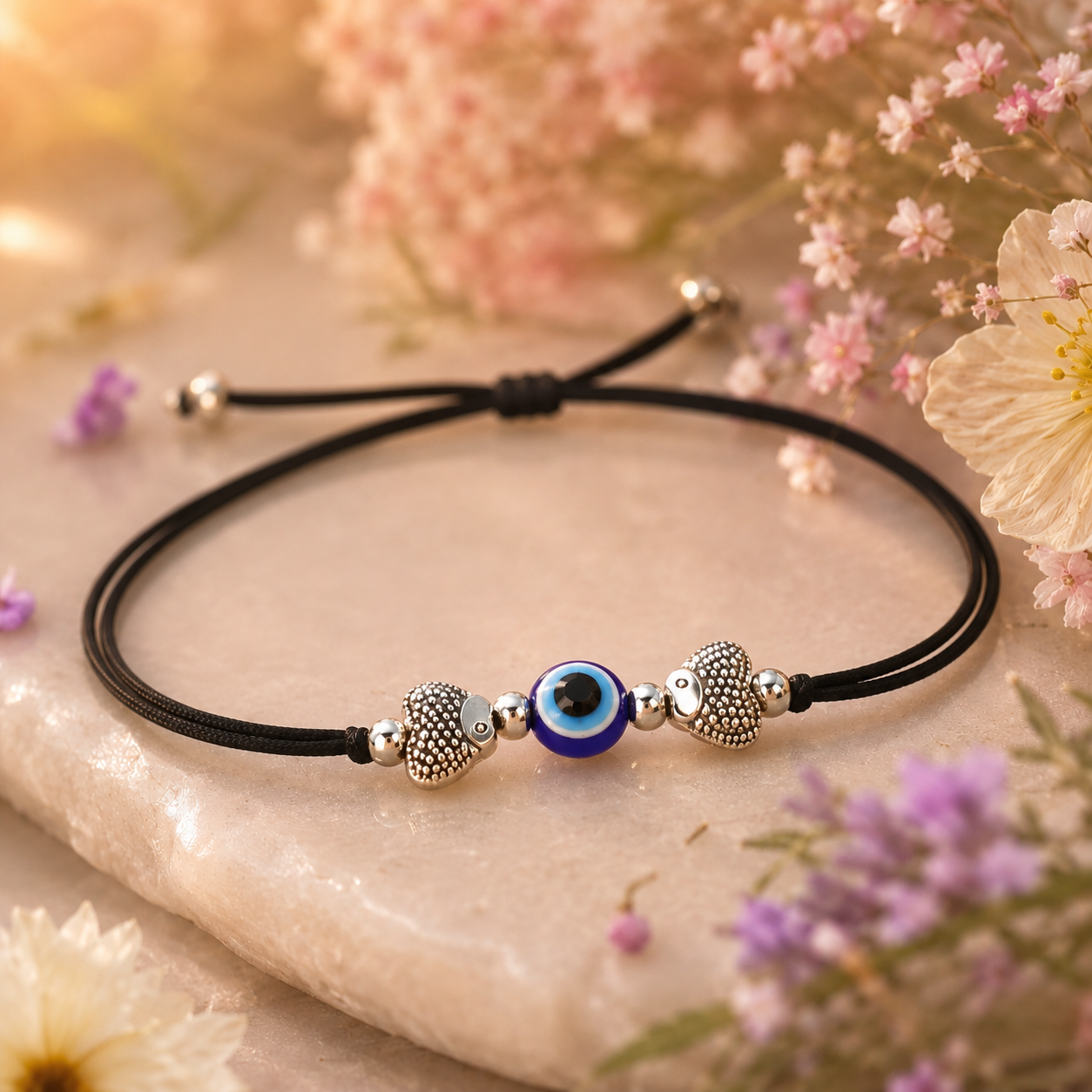 Heart With Fish Scales Evil Eye Nazarbattu Anklet