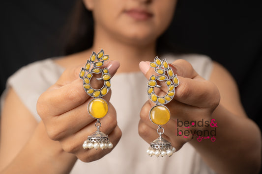 Peela Jhumka Earrings