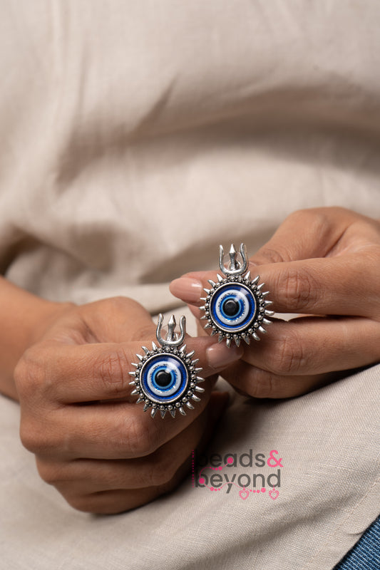 Trishul Evil Eye Earring