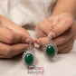 Oval Stone Drop Earrings - 2 color