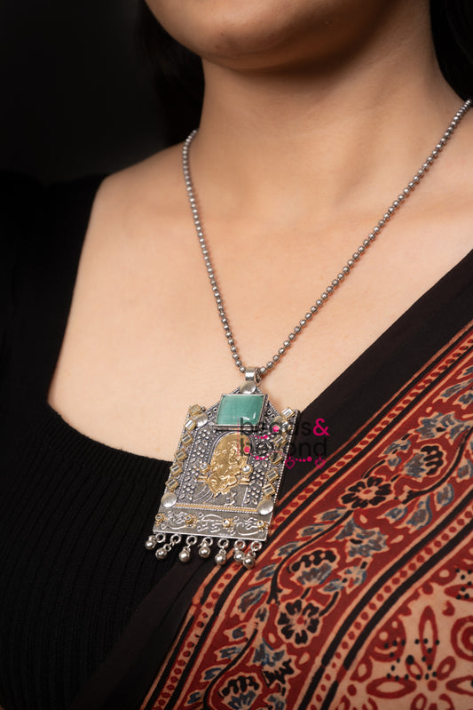 Ganesha Dual Tone Pendant Necklace