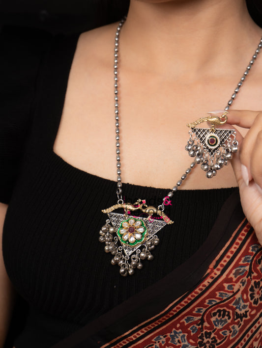 Peafowl Kundan Necklace with Earrings