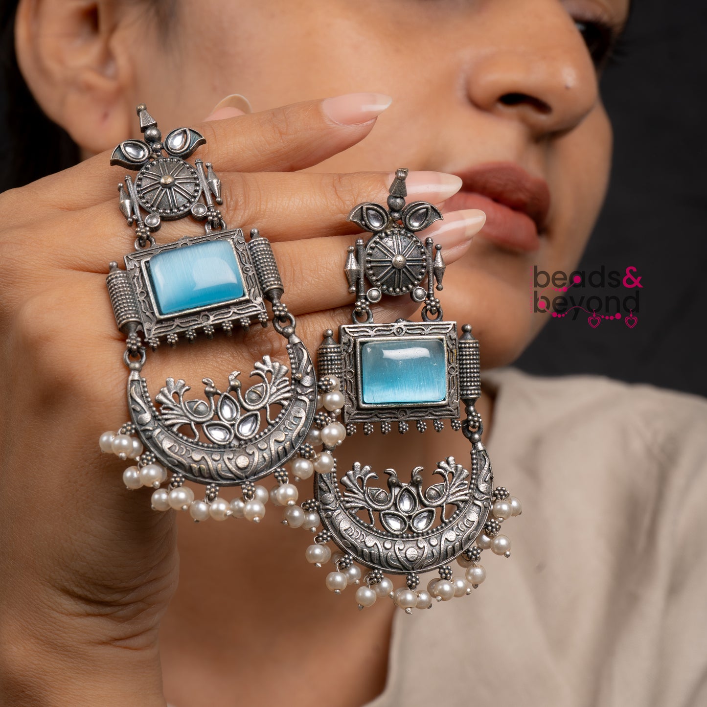 Rosette Pearl Drops Earrings
