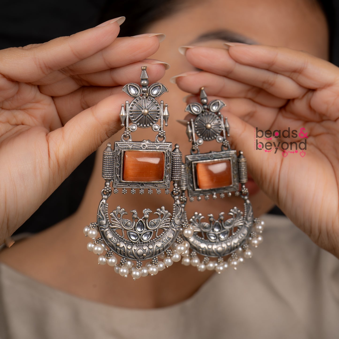 Rosette Pearl Drops Earrings