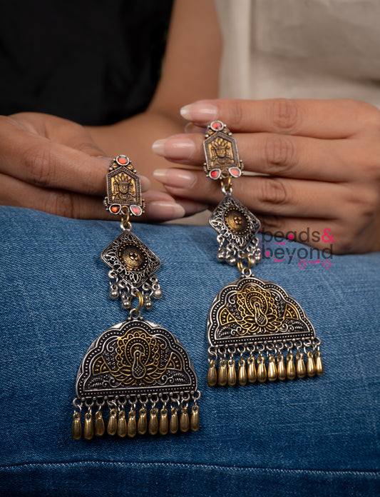 Dual Tone Dangler Earrings