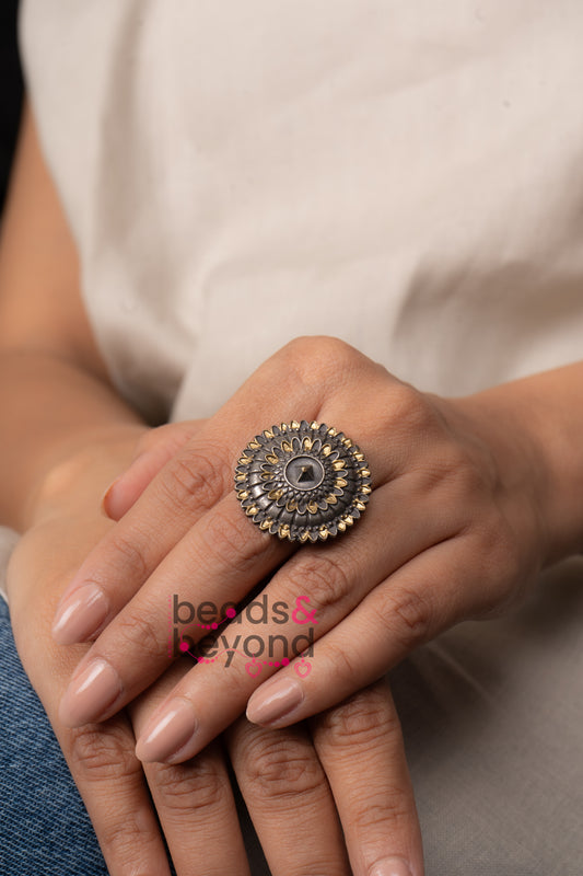 Dual Tone Mandala Ring
