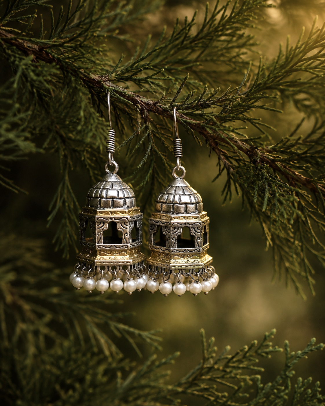 Dual Tone Mandir Jhumka